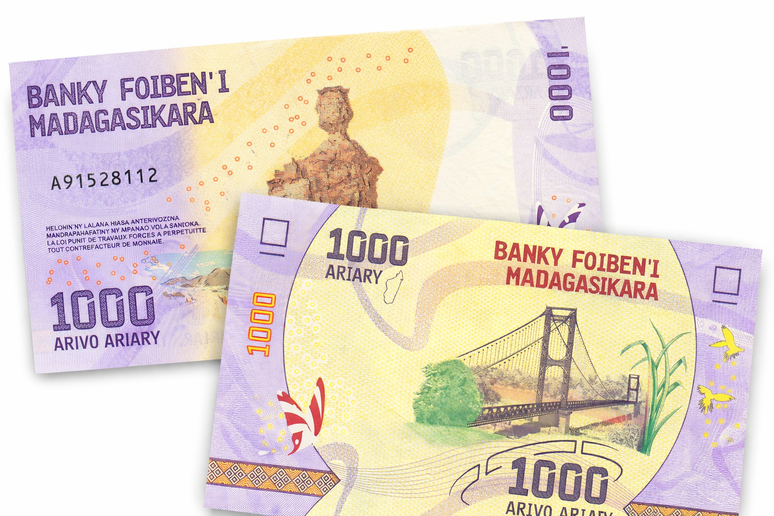 Illustration de billets en ariary malgache avec mise en avant du projet de redénomination étudié par la Banque centrale de Madagascar