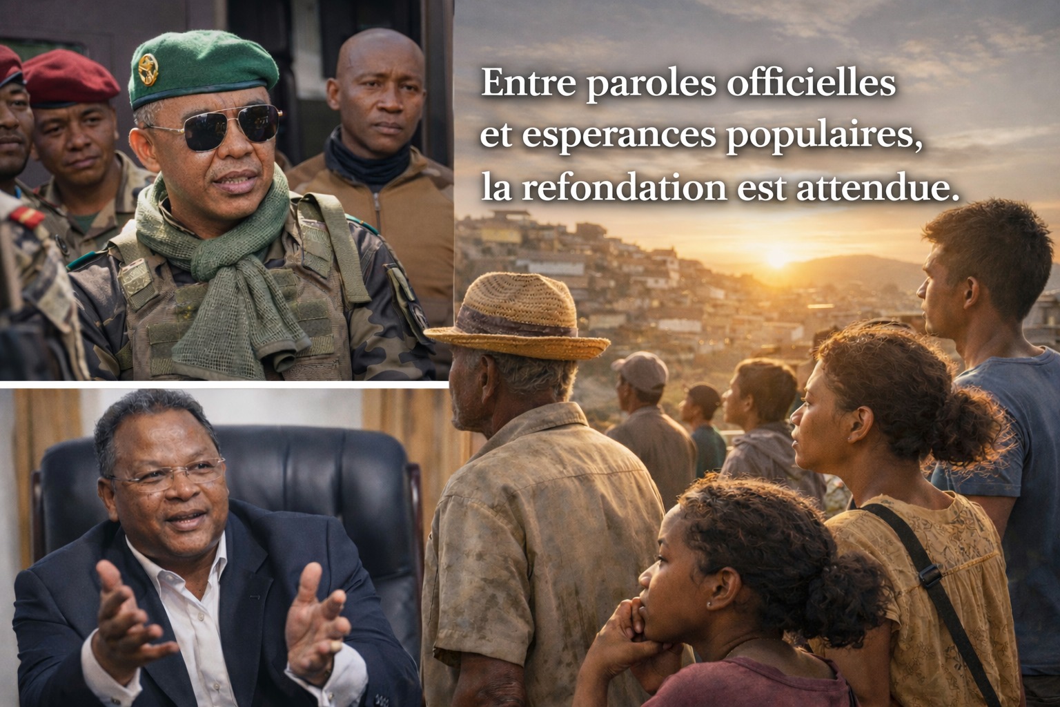 Transition politique à Madagascar illustrant le contraste entre discours officiels et réalités sociales du quotidien des Malagasy