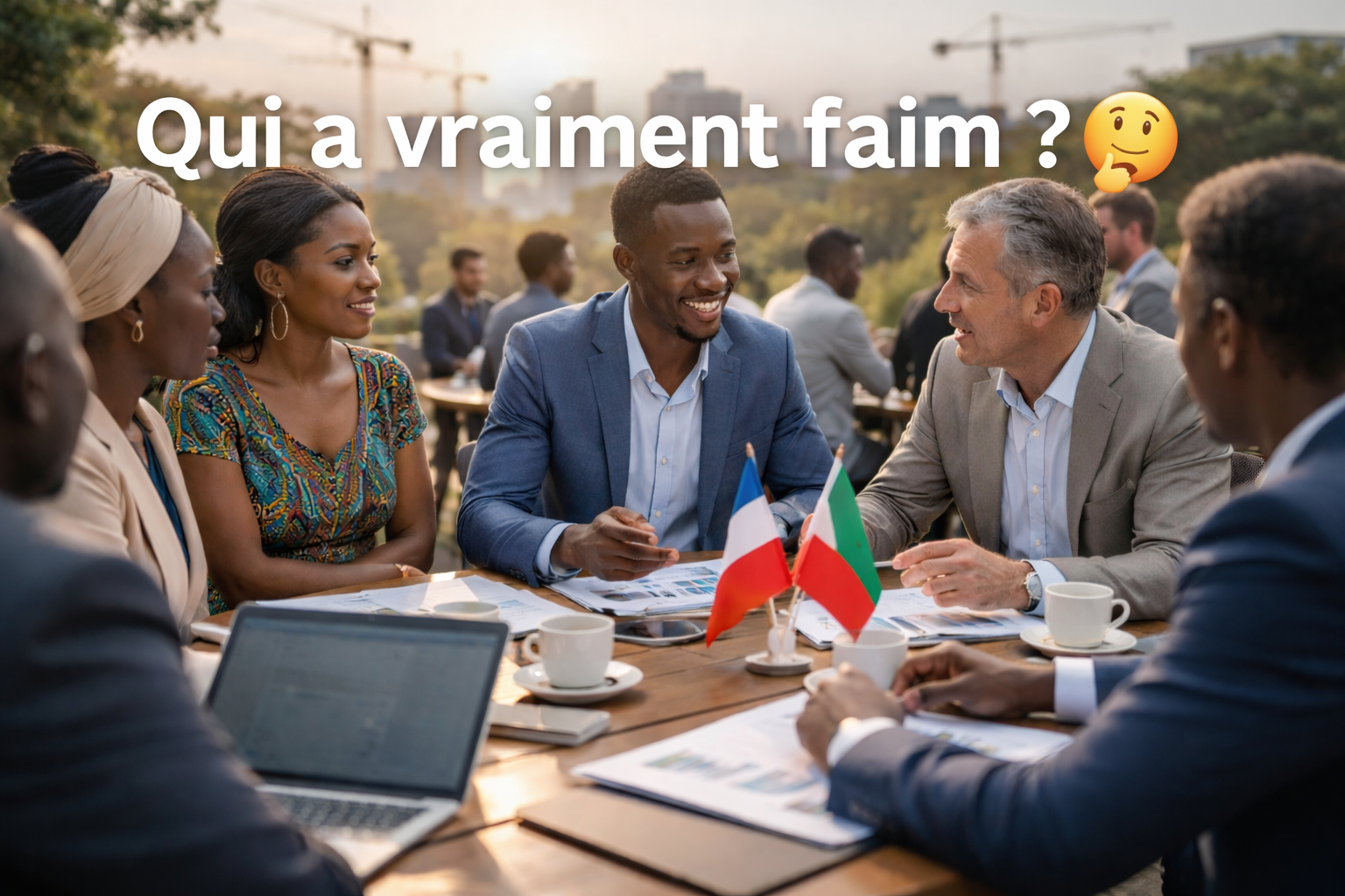 Réunion entre entrepreneurs africains et français illustrant la question des investissements et des partenariats économiques en Afrique