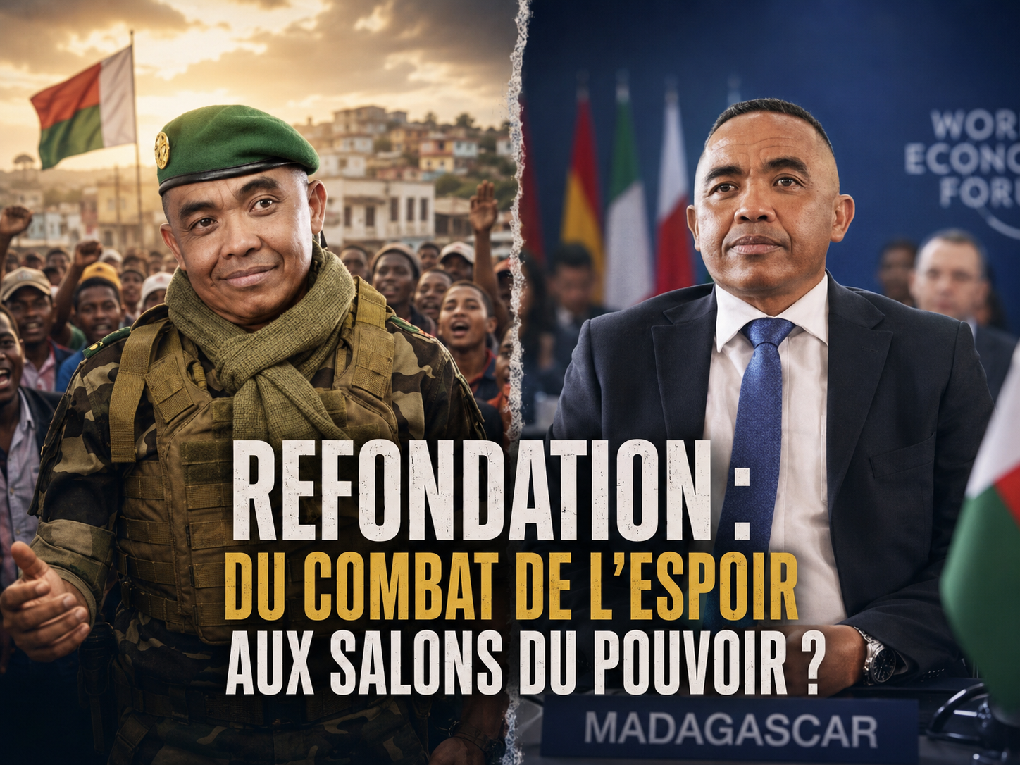 Illustration éditoriale sur la concertation nationale à Madagascar, entre espoir de la Refondation, proximité avec le peuple malagasy et éloignement vers les salons du pouvoir