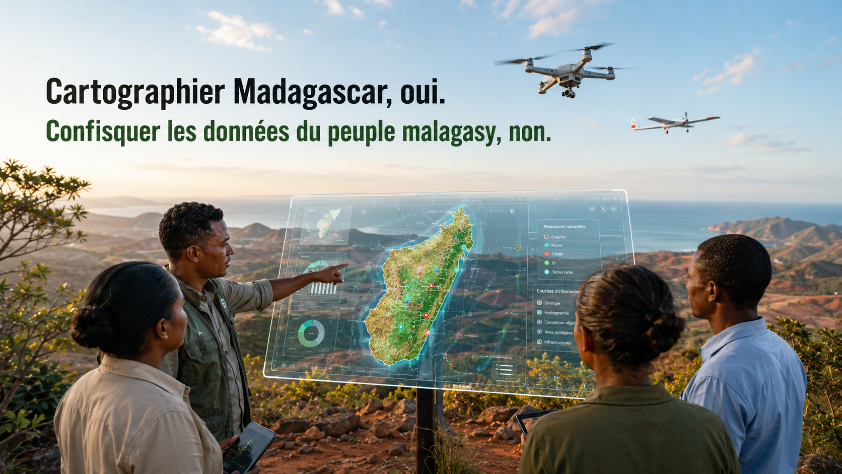 Cartographie du sous-sol de Madagascar par drones et avion, avec carte numérique des ressources naturelles et enjeu de souveraineté des données du peuple malagasy