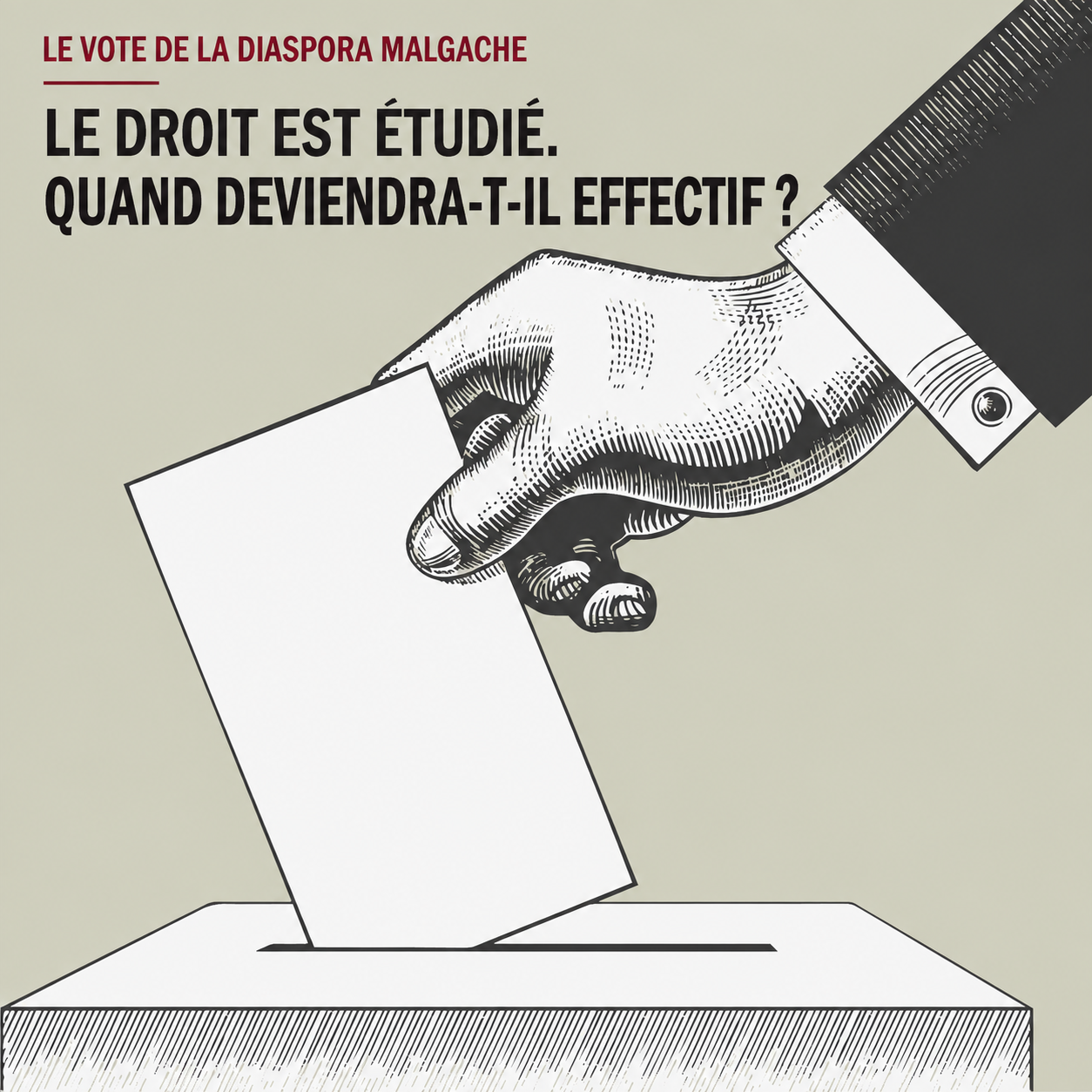 Bulletin déposé dans une urne illustrant le débat sur le droit de vote de la diaspora malgache